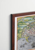 Plakat oprawiony w drewnianą brązową ramkę Vintage Italia: mapa Aleksandrii XVI wiek Civitates Orbis Terrarum