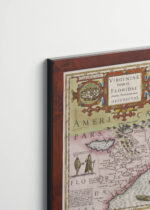 Plakat oprawiony w drewnianą brązową ramkę Vintage Italia: historyczna mapa Wirginii i Florydy USA XVI wiek