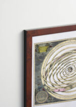 Plakat oprawiony w drewnianą brązową ramkę Vintage Italia: astronomiczny model heliocentryczny XVII wiek