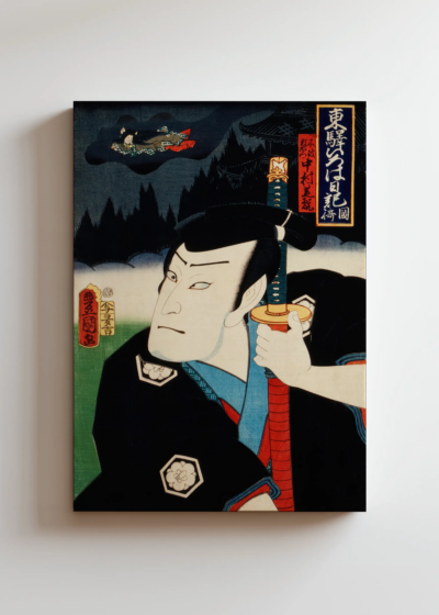 Samuraj z mieczem Toyohara Kunichika ukiyo-e obraz na płótnie