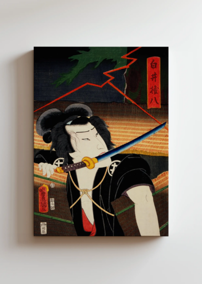samuraj japoński Toyohara Kunichika kabuki obraz na płótnie