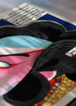 Zbliżenie na detale plakatu: Aktor kabuki wojownik Toyohara Kunichika Meiji