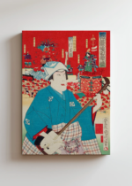 japoński vintage aktor kabuki Toyohara Kunichika ukiyo-e obraz na płótnie