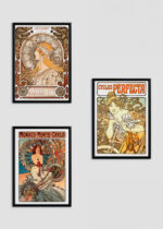Zestaw 3 plakatów Alfons Mucha: Cycles Perfecta, Monaco-Monte-Carlo, La Plume